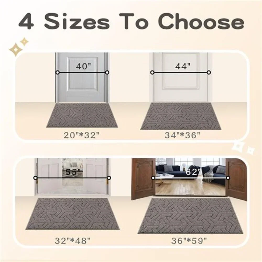 Door Mat, Front Doormats, Non-Slip Entryway Mats Resist Dirt, Washable Low Pile